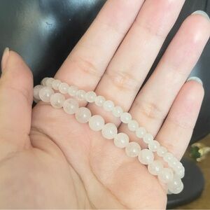 Rose quartz authentic stretchy bracelet set.